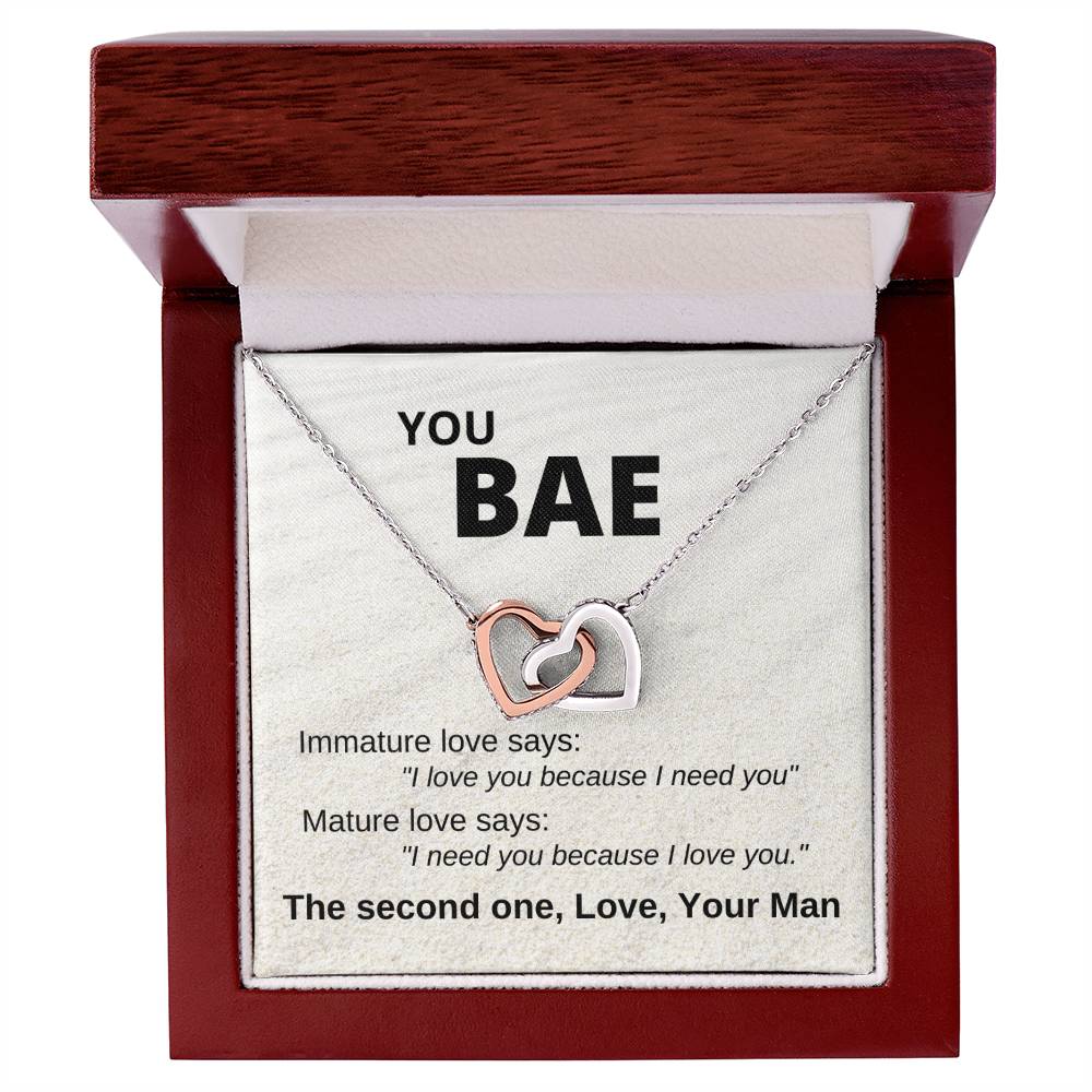 You Bae Linked Hearts Gift For Girlfriend Interlocking Hearts Necklace