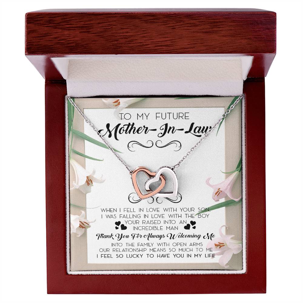 To My Future Mother In Law Mother In Law Necklace Mother In Law Wedding Gift Mother In Law Wedding Card Mother In Law Love Knot Necklace Interlocking Hearts Necklace