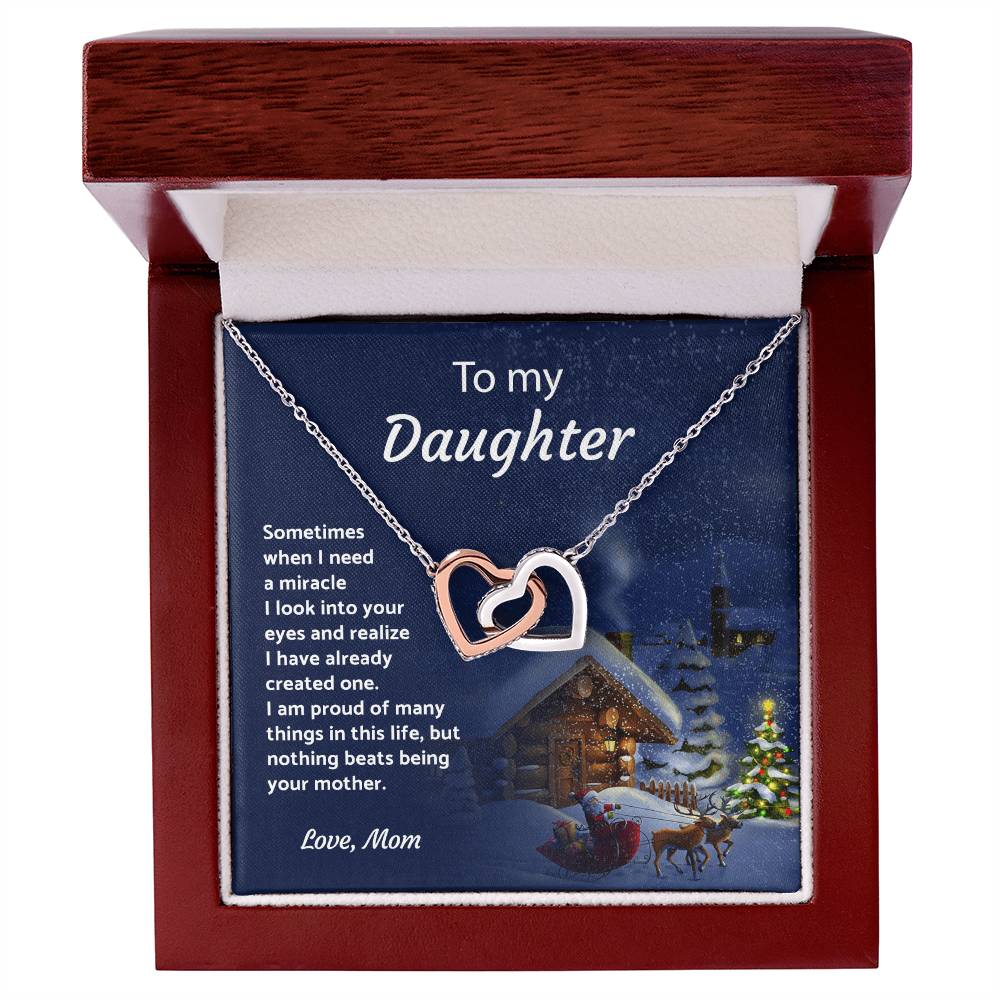 To My Daughter - When I Need A Miracle - Necklace Interlocking Hearts Necklace