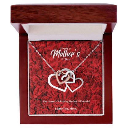 Heart Of A Praying Mother Interlocking Hearts Necklace