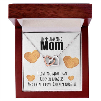 I Love You More Than Chicken Nuggets Interlocking Hearts Necklace