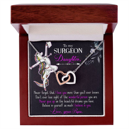 To My Surgeon Daughter - Belive In Yourself As Much I Believe In Your - Interlocking Hearts Necklace