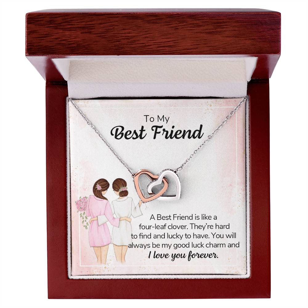 A Best Friend Is Like A Four-Leaf Clover - Necklace Interlocking Hearts Necklace