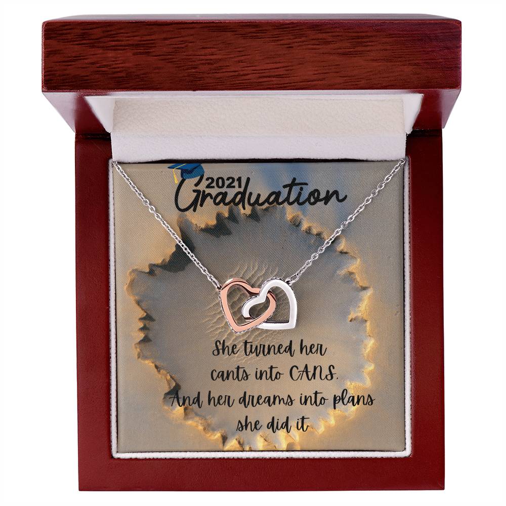 2021 Graduation Sister Interlocking Hearts Necklace