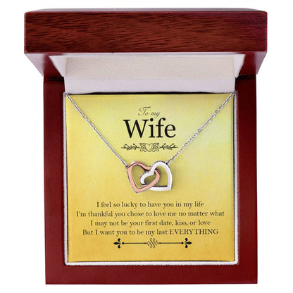 To My Wife - Love Card And Necklace Interlocking Hearts A Interlocking Hearts Necklace