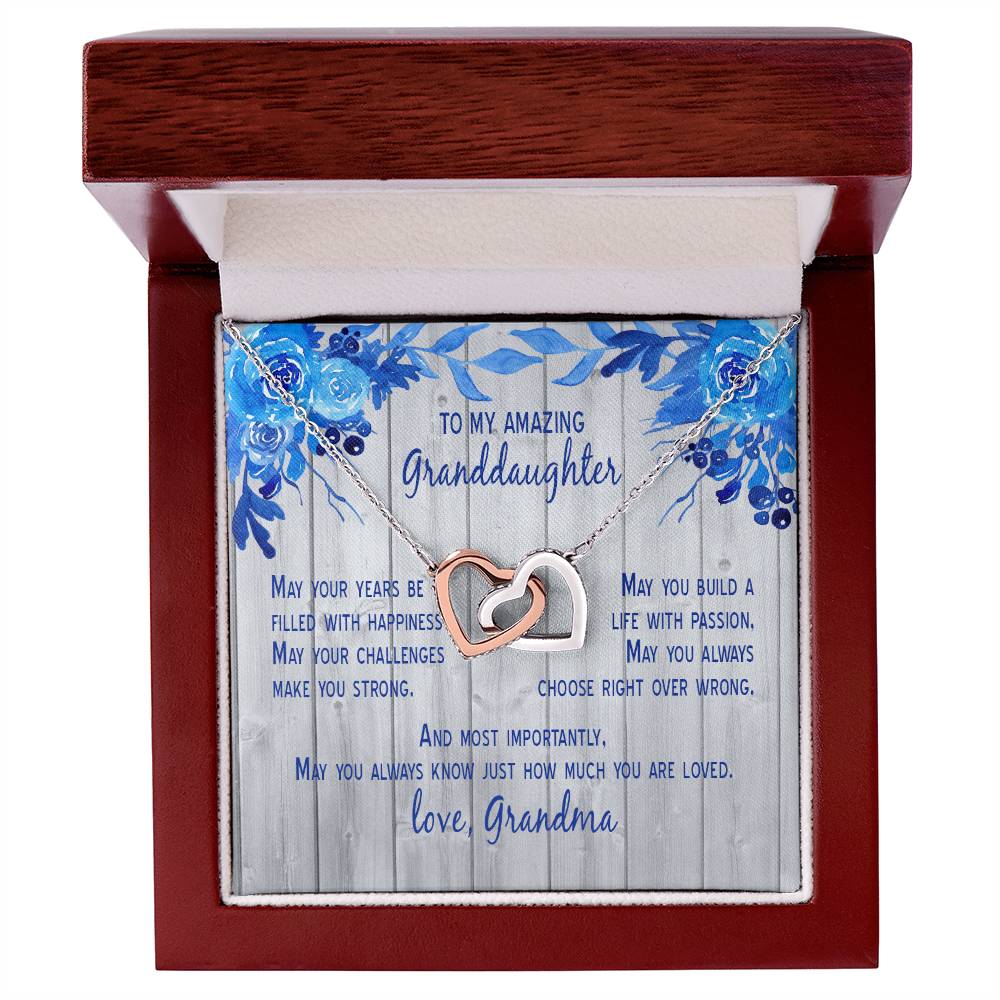 Granddaughter - May Your Years Be Filled With Happiness - Grandma Interlocking Heart Necklace Gift From Grandmother Granddaughter Birthday Gift For Granddaughter Interlocking Hearts Necklace