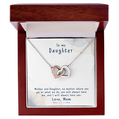 To My Daughter Necklace From Mom Interlocking Hearts Necklace