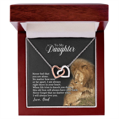 To My Daughter - I Will Always Love You - Necklace Interlocking Hearts Necklace