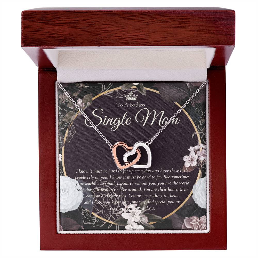 Single Mom Gift Mothers Day Gift Present For Single Mother Super Mom Necklace Gift For Single Mother Jewelry For Mom Interlocking Hearts Necklace
