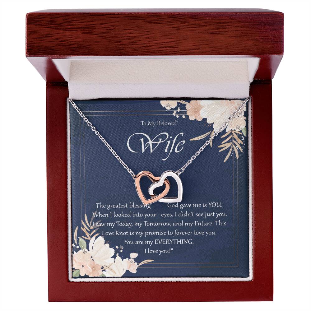 To My Beloved Wife Interlocking Hearts Necklace