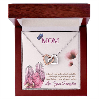 Mom - I Will Always Be Your Little Girl Interlocking Heart Necklace Interlocking Hearts Necklace