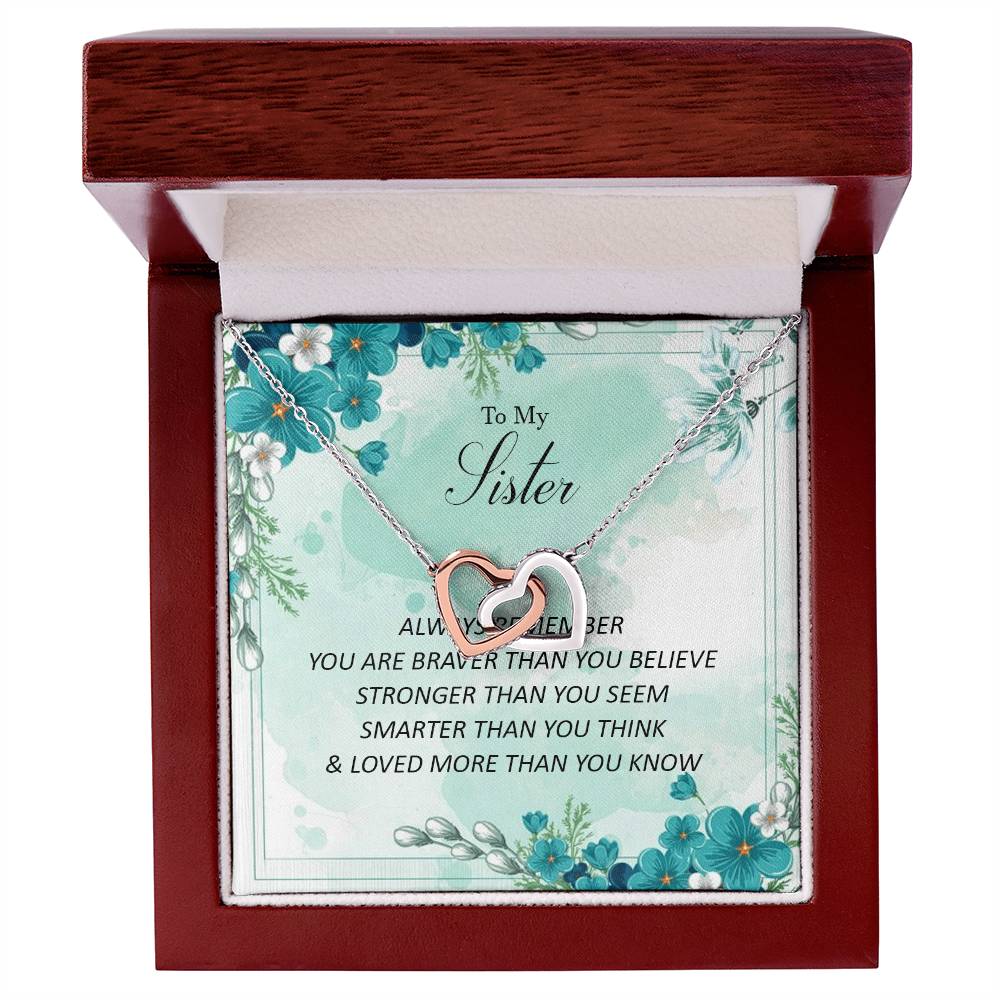 To My Sister - Loved More Than You Know Interlocking Hearts Necklace