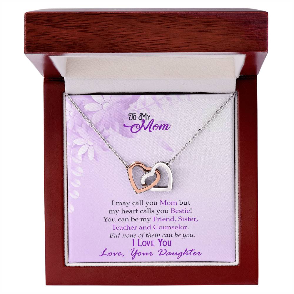 Bestie Mom Two Hearts Necklace Interlocking Hearts Necklace