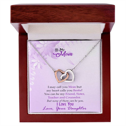 Bestie Mom Two Hearts Necklace Interlocking Hearts Necklace