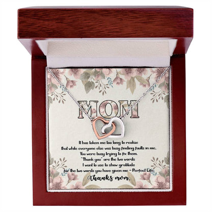 Perfect Life Thanks Mom D9312 Interlocking Hearts Necklace