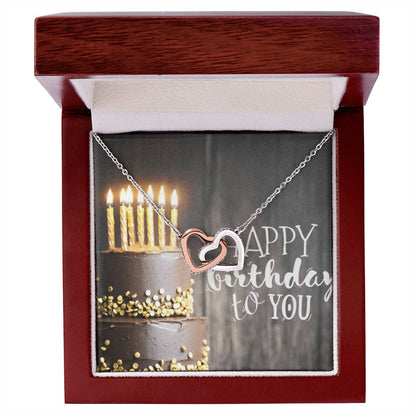 Happy Birthday Interlocking Hearts Necklace