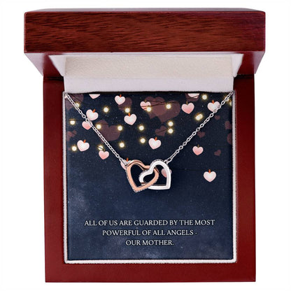 Guarded By Our Angel Mother Interlocking Hearts Necklace