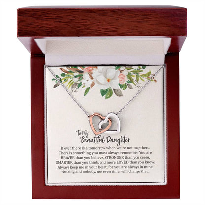 To My Beautiful Daughter- Interlocked Hearts Necklace Interlocking Hearts Necklace