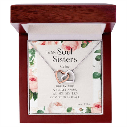 To My Soul Sister Interlocking Hearts Necklace