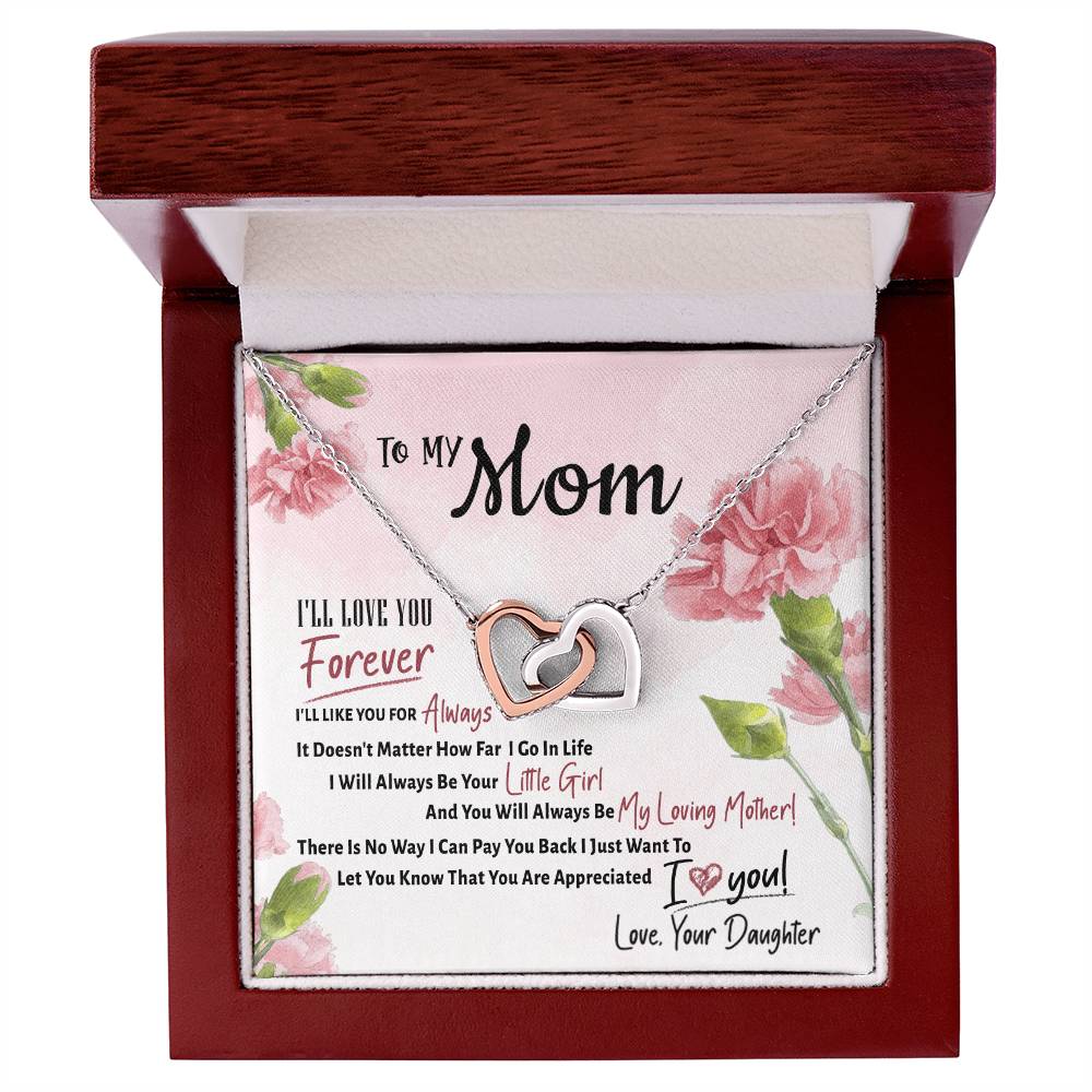Interlocking Hearts To My Mom I'Ll Love You Forever I'Ll Like You For Always Interlocking Hearts Necklace
