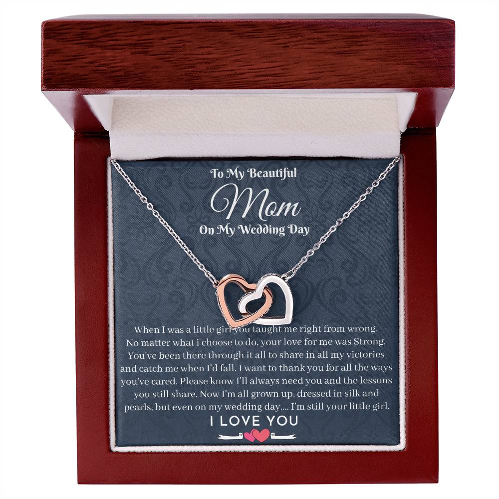 Mother Of The Bride Gift From Daughter Jewelry Necklace As Wedding Gift Bridal Party To My Lovely Mom On Me Wedding Day Gifts Interlocking Hearts Necklace