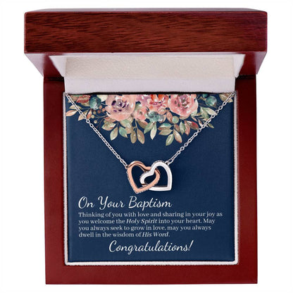 On Your Baptism Congratulations Interlocked Hearts Necklace Interlocking Hearts Necklace