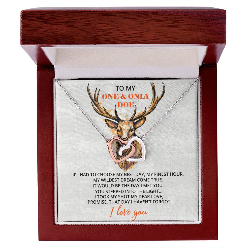 To My Trophy Doe Necklace For Wife Hunting Gift Wife From Husband Gift From Hunter Anniversary Gift For Her Birthday Gift Hunter Wife Interlocking Hearts Necklace