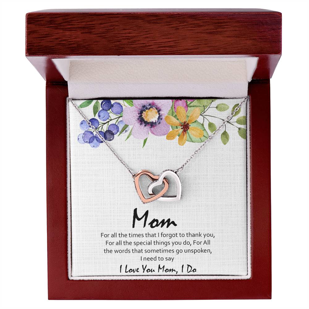 Love You Mom Hearts Interlocking Hearts Necklace