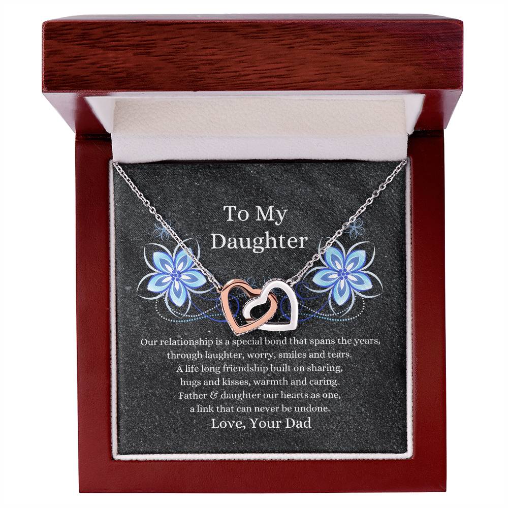 Father To Daughter Hearts As One Necklace Interlocking Hearts Necklace