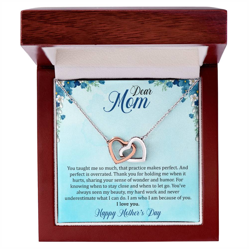 Dear Mom - I Am Who I Am Because Of You - Necklace Interlocking Hearts Necklace