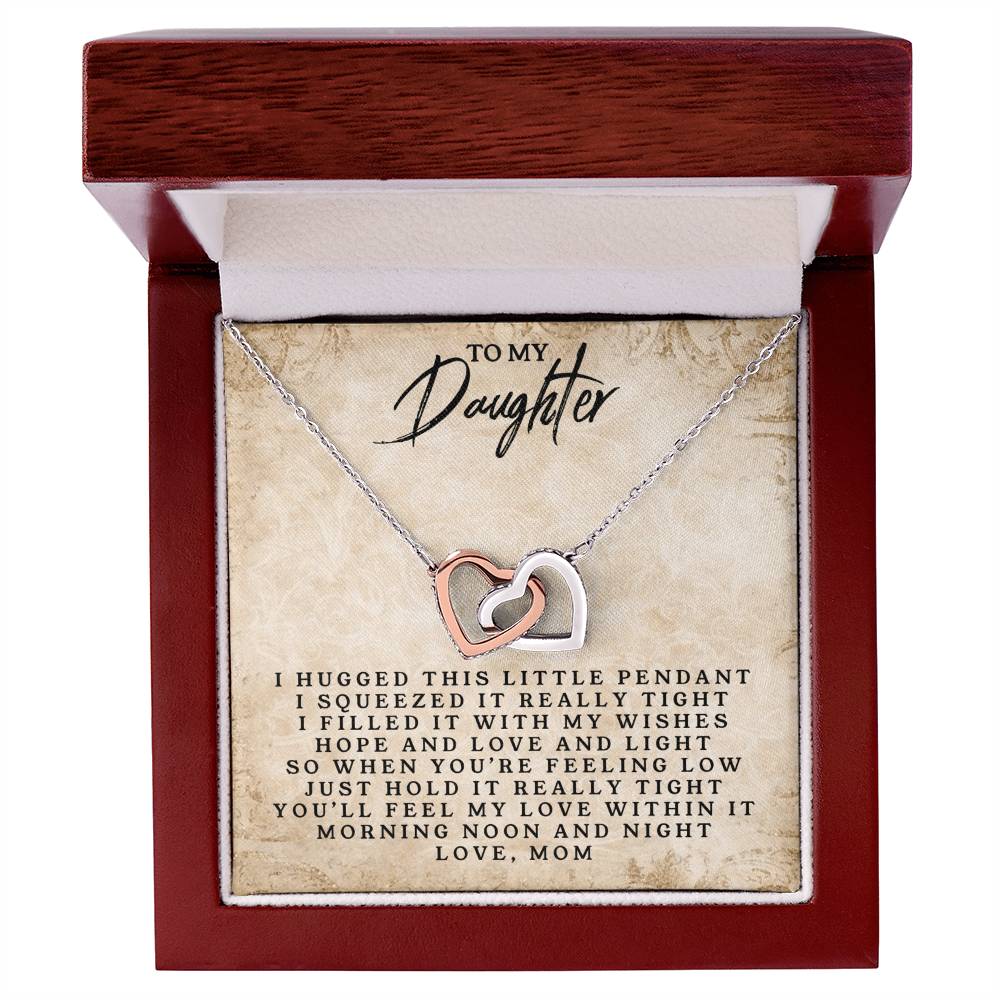 To My Daughter - Love Mom - Interlocking Heart Necklace Interlocking Hearts Necklace