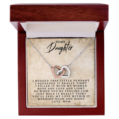 To My Daughter - Love Mom - Interlocking Heart Necklace Interlocking Hearts Necklace