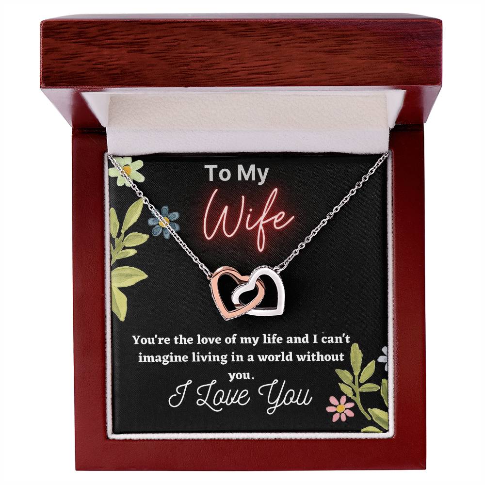 To My Wife Double Hearts Necklacegift For Wifei Love My Wife Love You Husband. Interlocking Hearts Necklace
