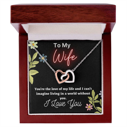 To My Wife Double Hearts Necklacegift For Wifei Love My Wife Love You Husband. Interlocking Hearts Necklace