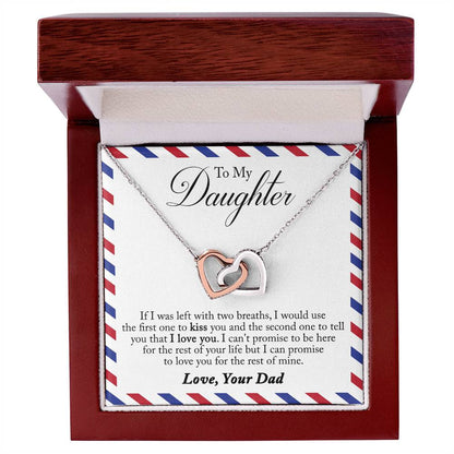 To My Daughter - Left With Two Breaths Interlocking Hearts Necklace