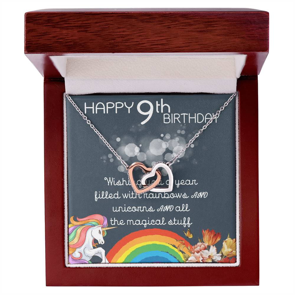 9Th Birthday Necklace Gifts For Girls Cute Unicorn 9 Years Old Girl Jewelry Gift For Daughter Niece Interlocking Necklace Xu246Il02 Interlocking Hearts Necklace