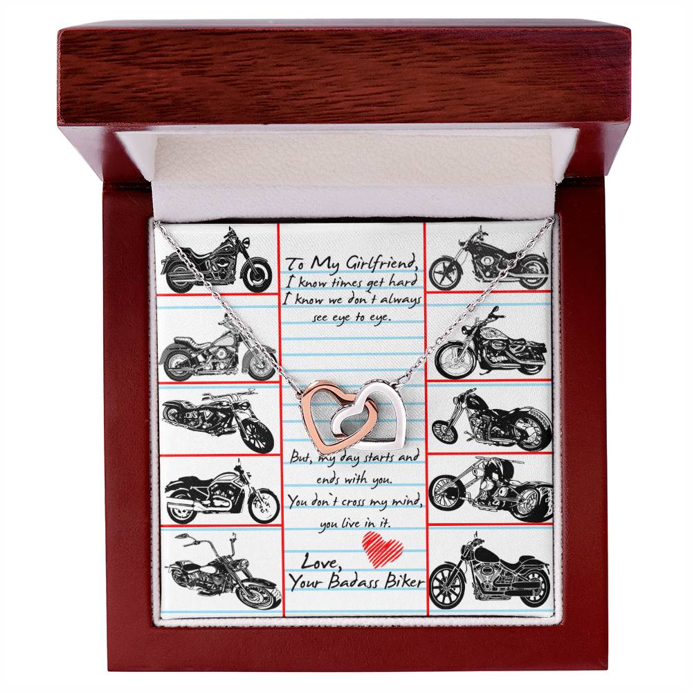 To My Girlfriend Interlocking Hearts Necklace