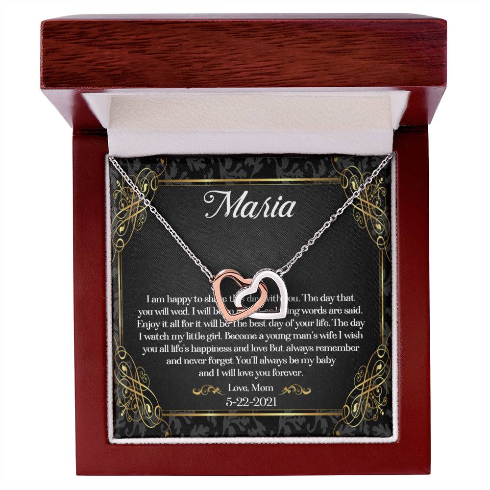 To My Daughter On Her Wedding Day Necklace Daughter Wedding Gift Wedding Gift For Daughter Daughter Interlocking Heart Necklace Wediing Interlocking Hearts Necklace