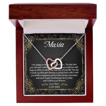 To My Daughter On Her Wedding Day Necklace Daughter Wedding Gift Wedding Gift For Daughter Daughter Interlocking Heart Necklace Wediing Interlocking Hearts Necklace