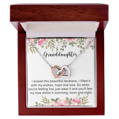 To My Granddaughter - I Love You Interlocking Hearts Necklace