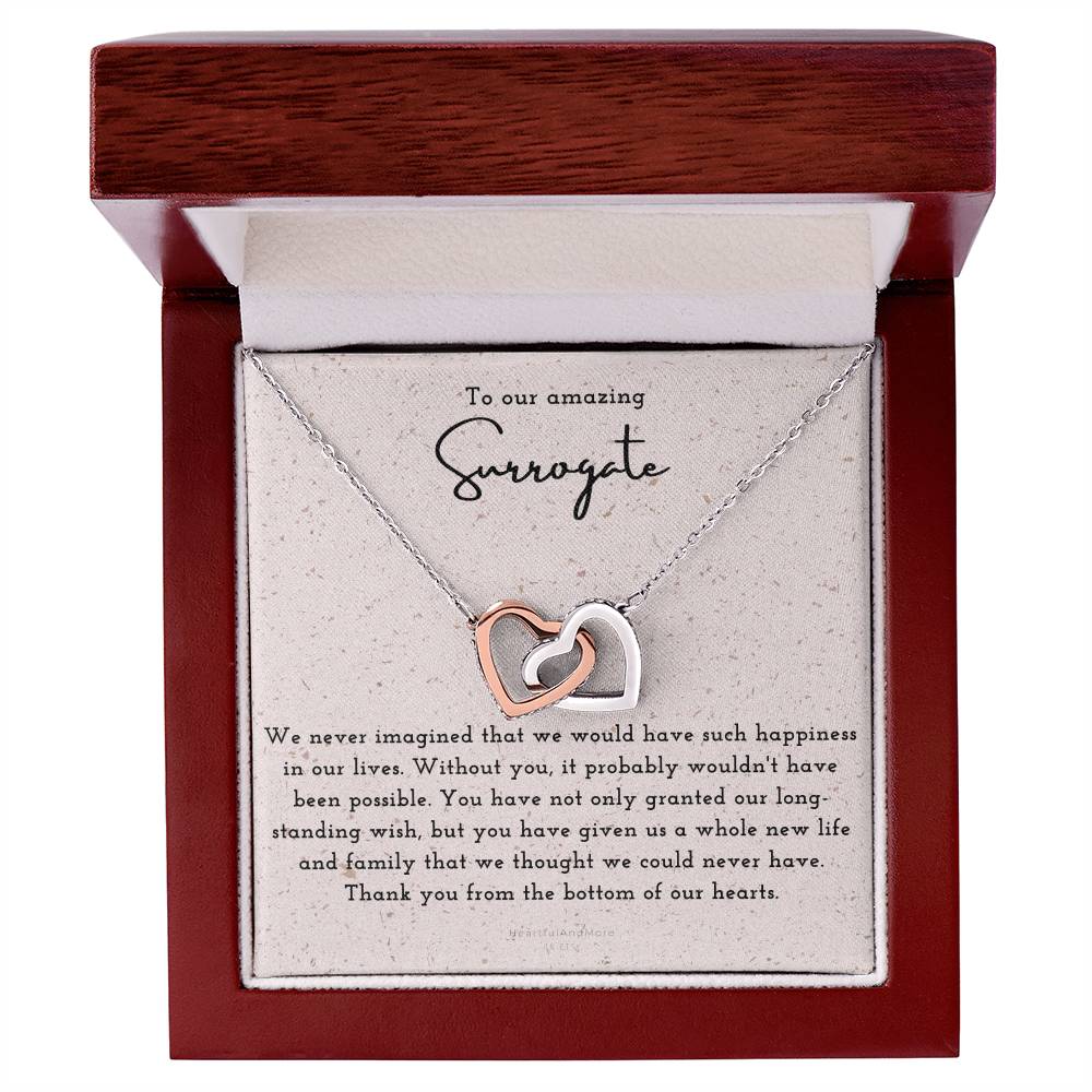 Surrogate Appreciation Gift Surrogate Gift Surrogate Gift With Message Card Surrogate Transfer Day Thank You Gift Interlocking Hearts Necklace