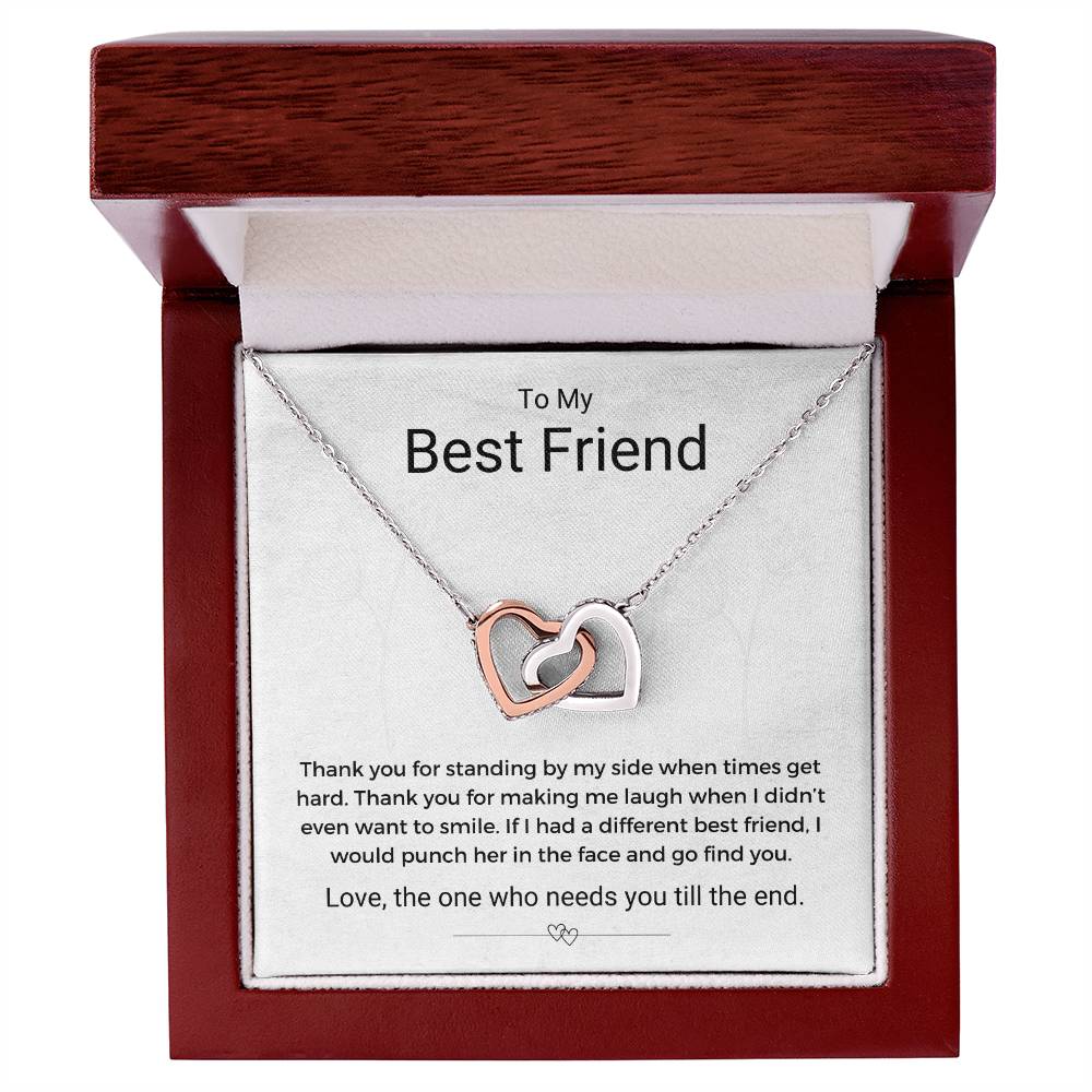 Standing By My Side Best Friend Interlocking Hearts Necklace