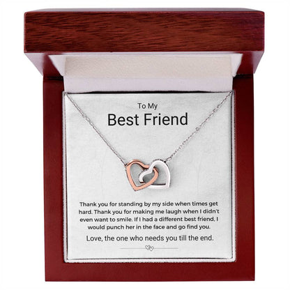 Standing By My Side Best Friend Interlocking Hearts Necklace