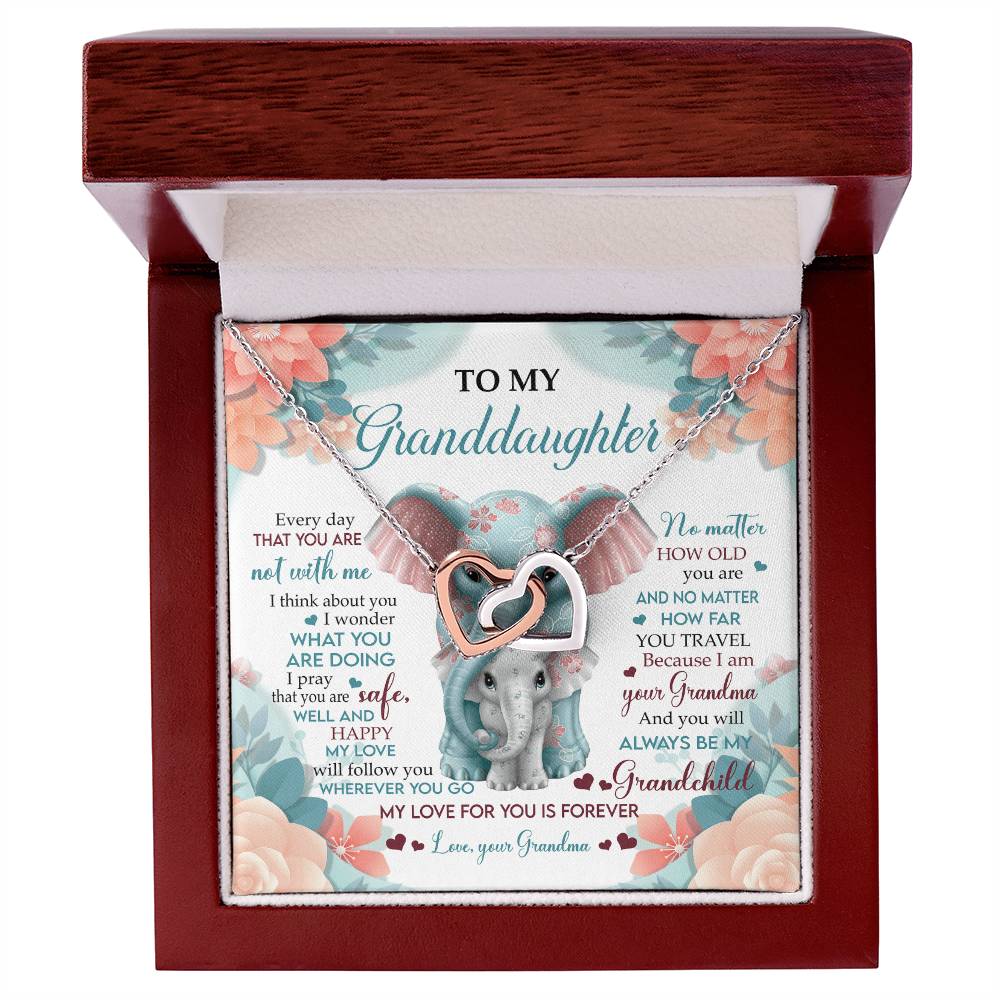 To My Granddaughter Interlocking Hearts Necklace