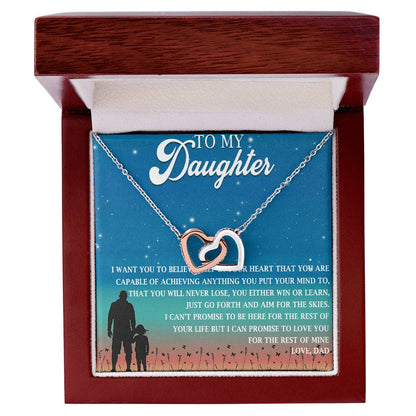 To My Daughter Interlocking Hearts Necklace Message Card