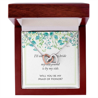 Will You Be My Maid Of Honor Bridal Wedding Jewelry Interlocking Hearts Necklace
