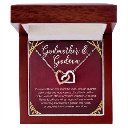 Special Bond Between Godmother & Godson Interlocking Hearts Necklace