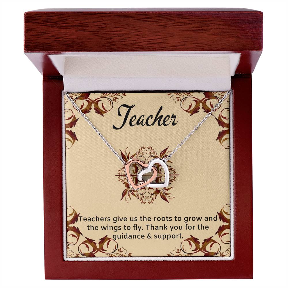 Teacher Gift Interlocking Hearts Necklace