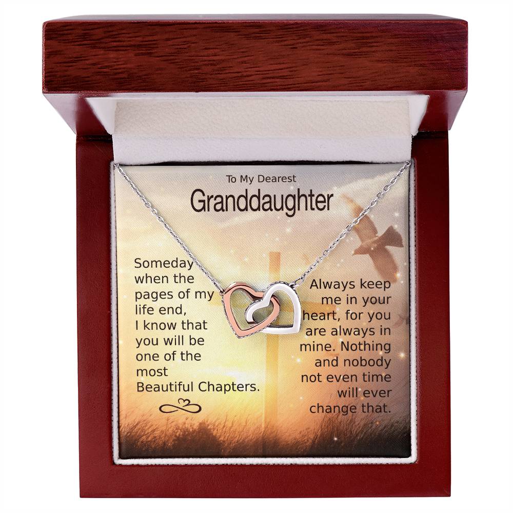 To My Granddaughter – Heart Melt Message Interlocking Heart Necklace?? Interlocking Hearts Necklace