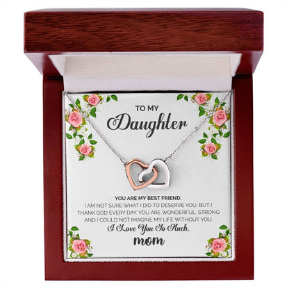 To My Daughter - I Love You So Much Necklace Interlocking Hearts Necklace